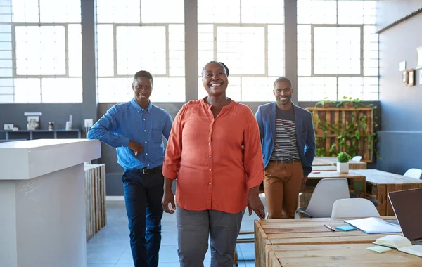 Hymyilevät afrikkalaiset työtoverit — kuvapankkivalokuva