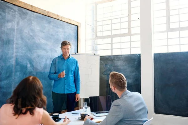 Empresário Apresentando aos Colegas — Fotografia de Stock