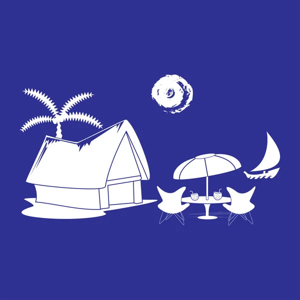 Strand shack en palm tree — Stockvector