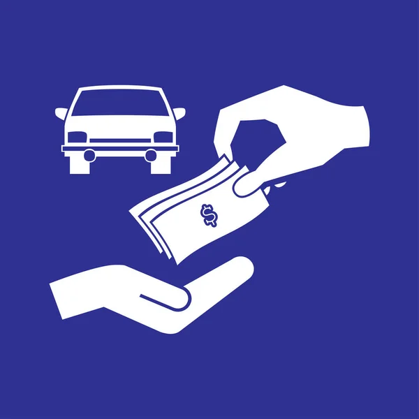 Dinero y coche icono — Vector de stock