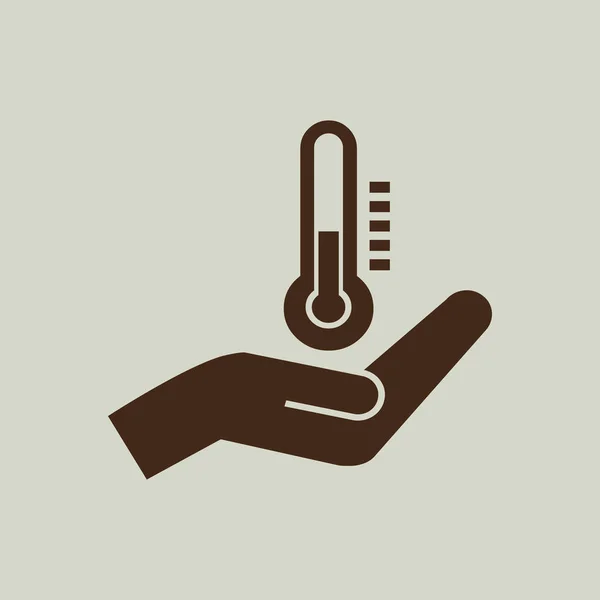 Thermometer in pictogram van een hand — Stockvector