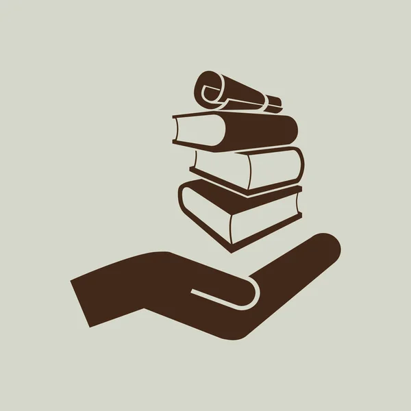 Boeken in de hand pictogram — Stockvector