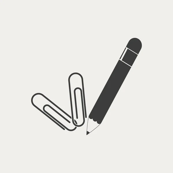 Ícone de lápis de cera e grampos — Vetor de Stock