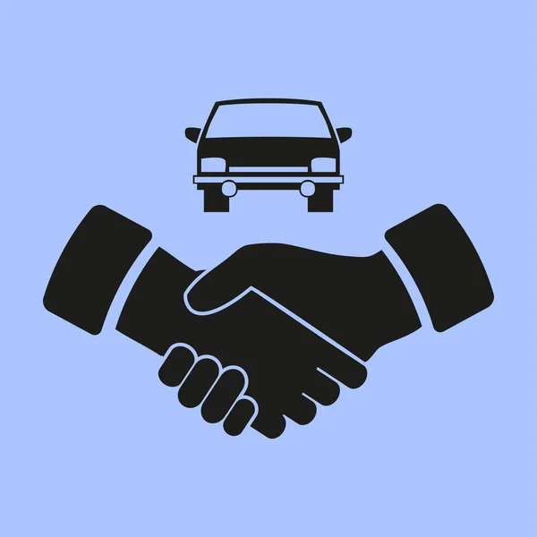 Uścisk dłoni i samochód ikona — Wektor stockowy