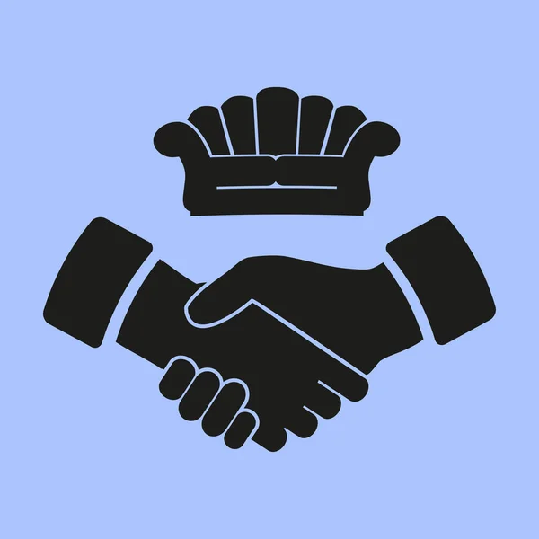 Kanapa, ikona uścisk dłoni — Wektor stockowy