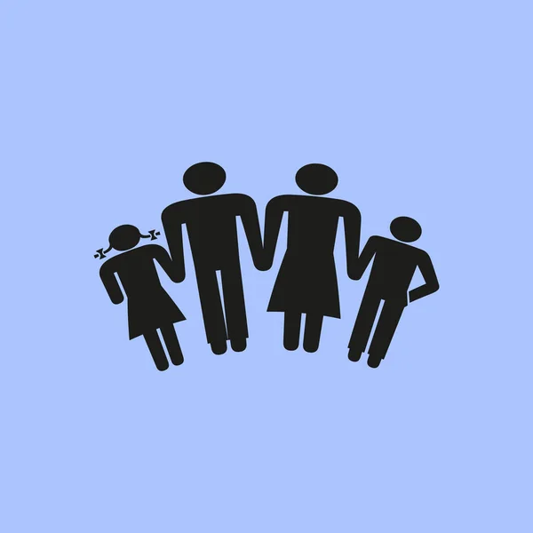 Barn siluett familj — Stock vektor