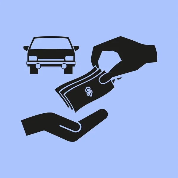 Pictogram geld en auto — Stockvector