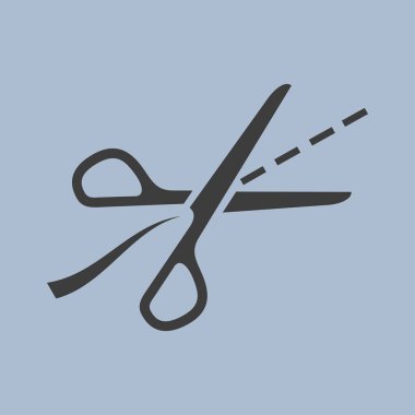 Scissors with cut lines clipart