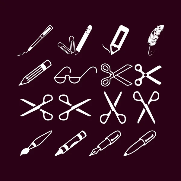 Ножиці, ручки та олівці — стоковий вектор