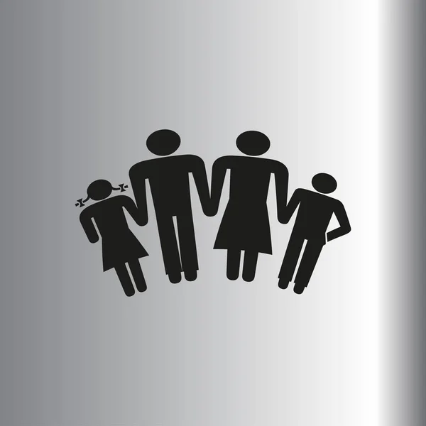 Kinderen silhouet familie — Stockvector