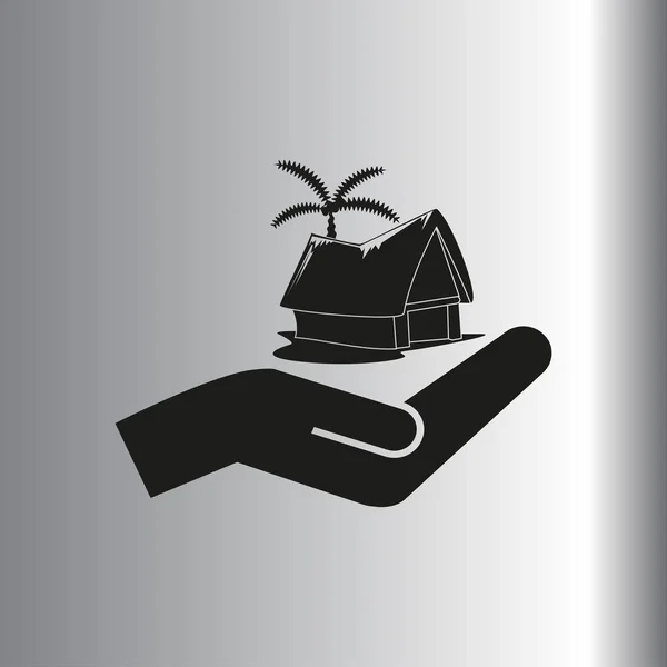 Palm and house  icon — Stock Vector