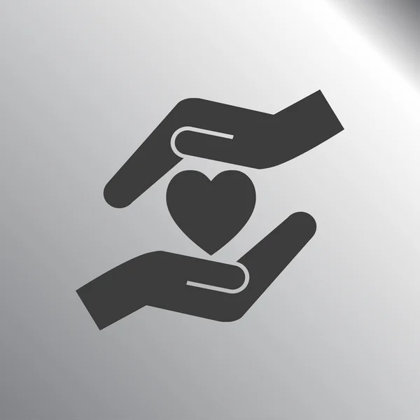 Εικονίδιο καρδιά και τα χέρια — Διανυσματικό Αρχείο