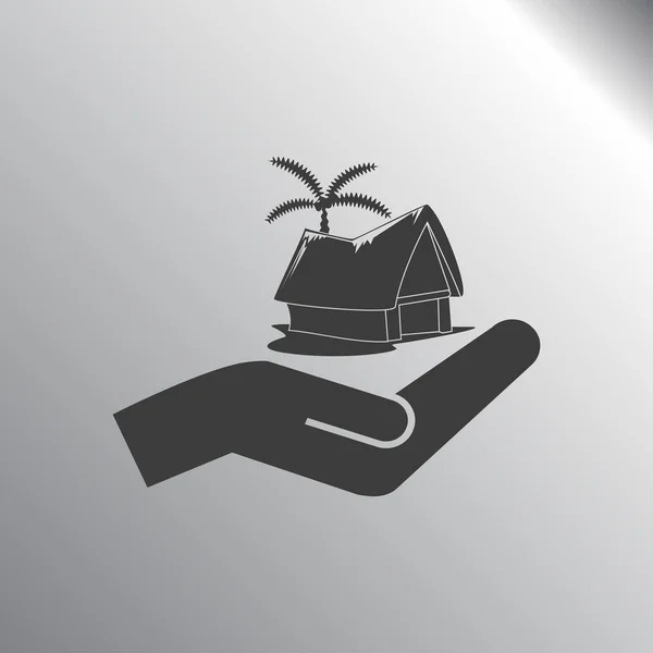 Palm and house  icon — Stock Vector