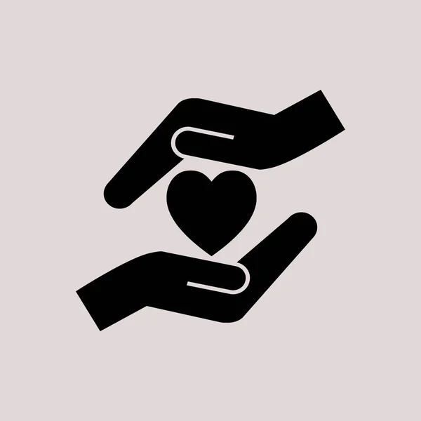 Ikona srdce a ruce — Stockový vektor