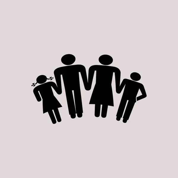 Silueta de los niños familia — Vector de stock