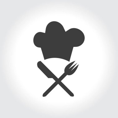 simge chef şapka ve kaşık ve çatal