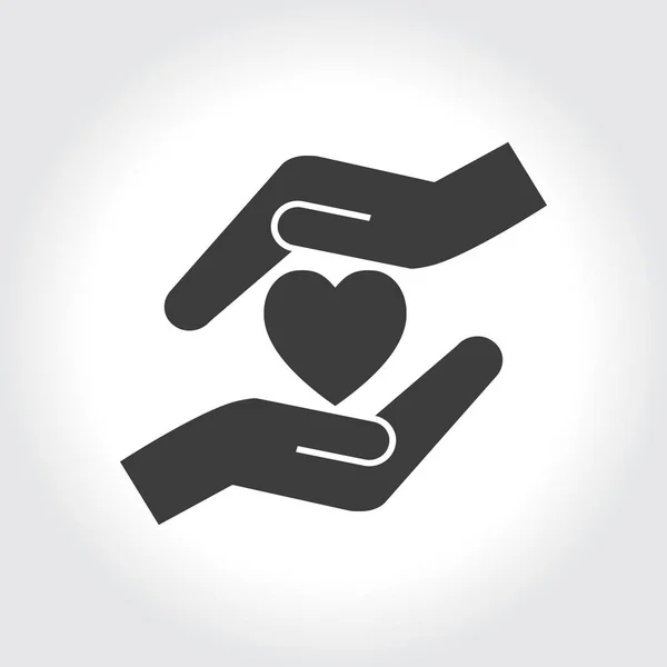 Heart and hands icon — Stock Vector