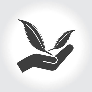 yaprakları simgesi tutan el