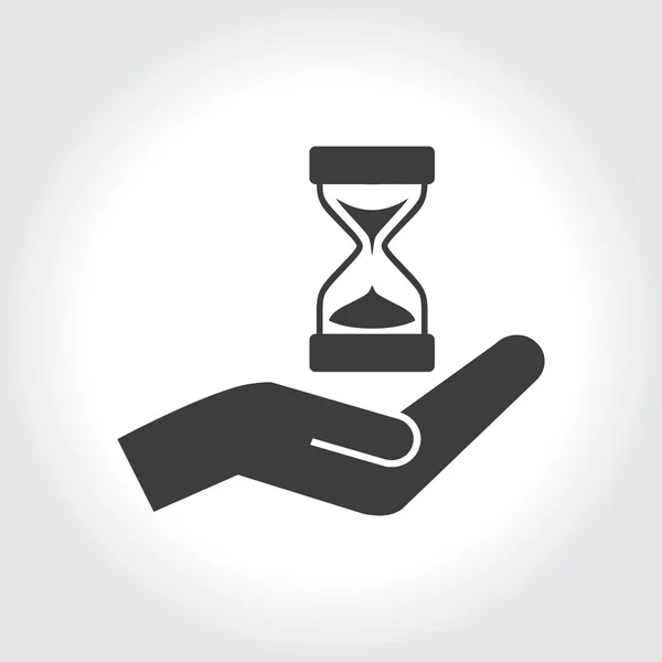 Horloge en verre de sable sur l'icône de main — Image vectorielle