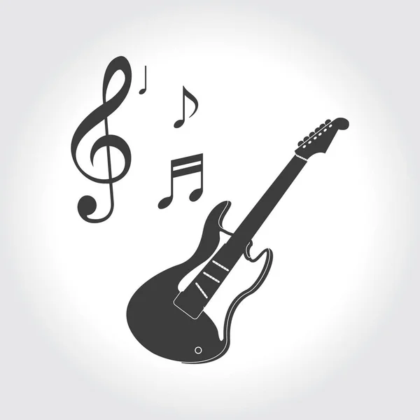 Chitarra e note musicali — Vettoriale Stock