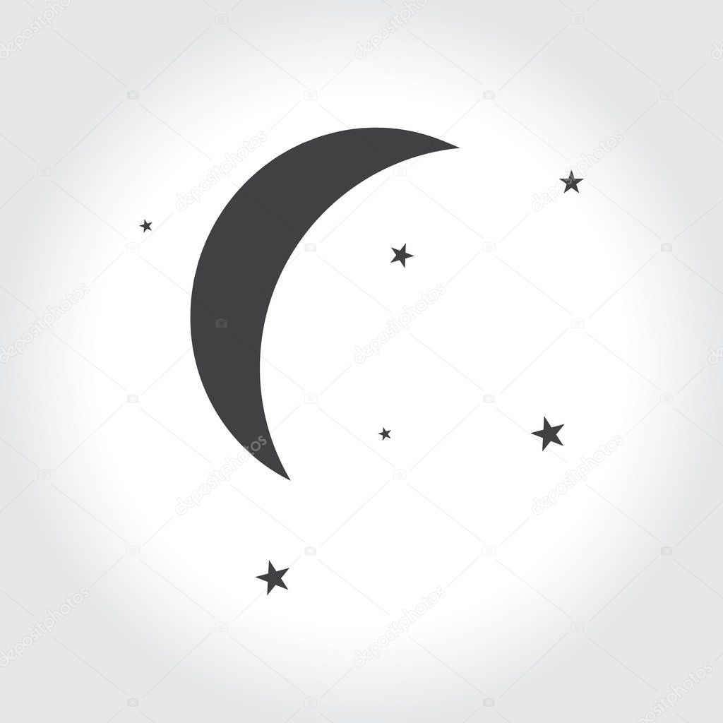 moon and stars in sky icon