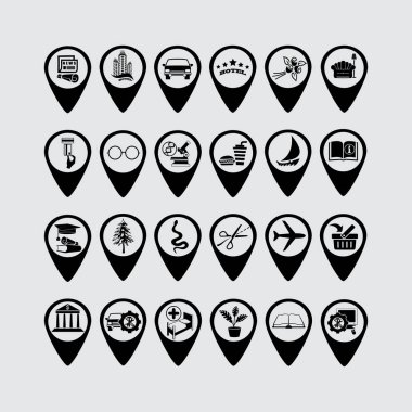 harita işaretçiler düz simgesi 