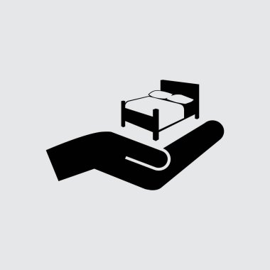 yatak odası düz simgesi