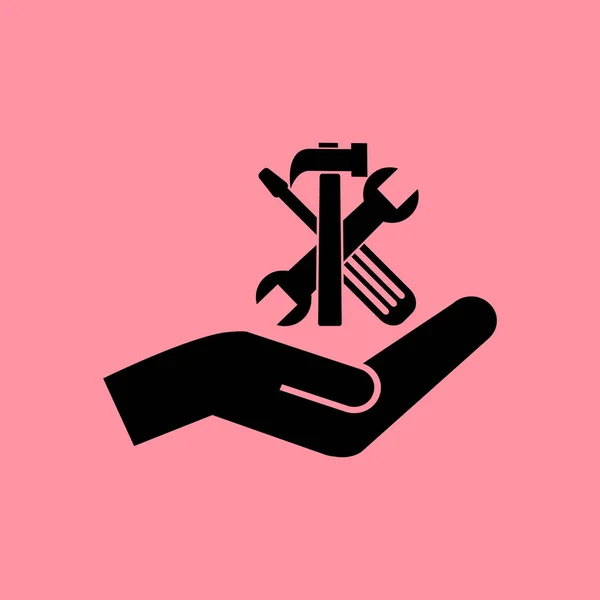 Narzędzia w proste ikona dłoni — Wektor stockowy