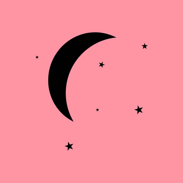 Moon and stars simple icon — Stock Vector