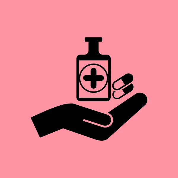 Tabletki w proste ikona dłoni — Wektor stockowy