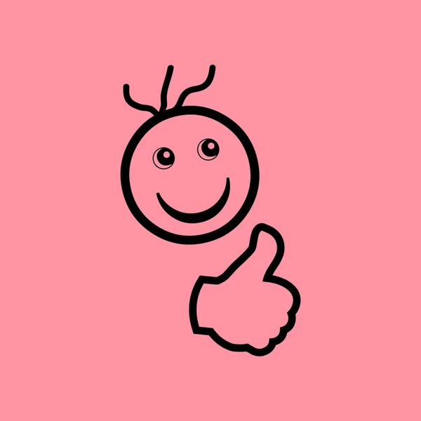 Великий палець вгору посмішка проста іконка — стоковий вектор