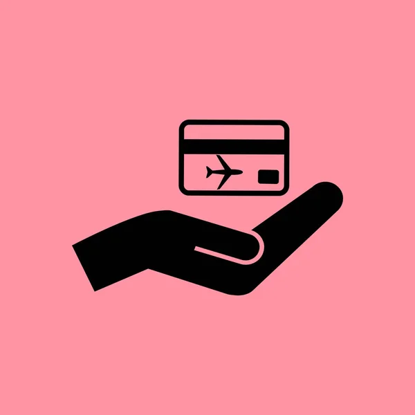 Flugkarte in der Hand einfaches Symbol — Stockvektor