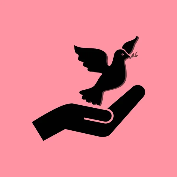 Taube in der Hand einfaches Symbol — Stockvektor