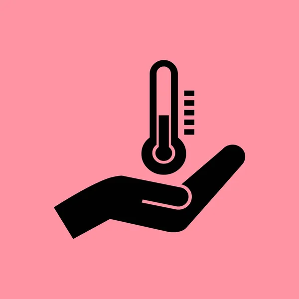 Температура в руке простой значок — стоковый вектор