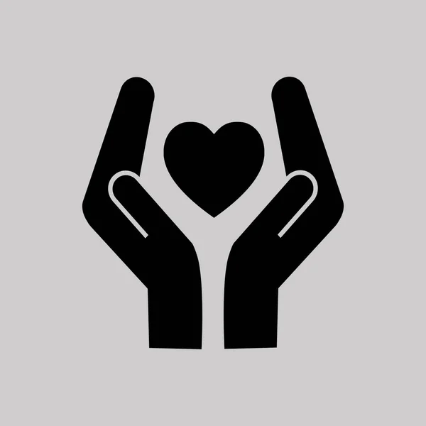 Icona cuore e mani — Vettoriale Stock