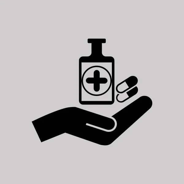 Pills in hand icon — Stock Vector