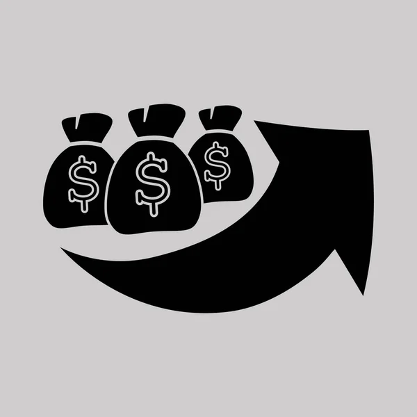 Geld in pictogram van een hand — Stockvector