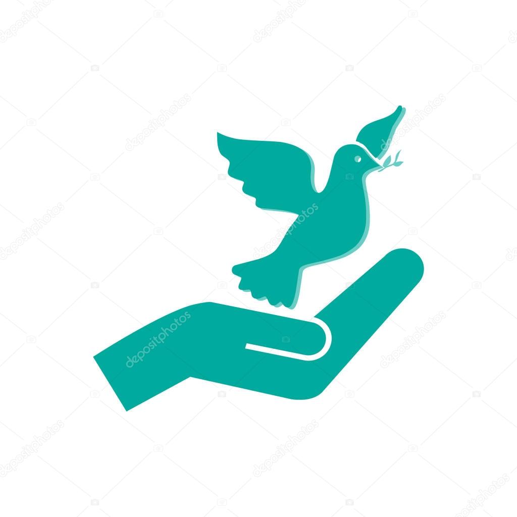 dove in hand simple icon