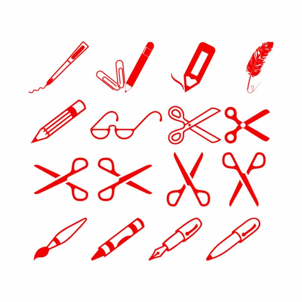 Forbici, penne e matite — Vettoriale Stock