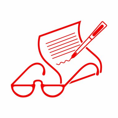 Belge ve gözlük basit simgesi