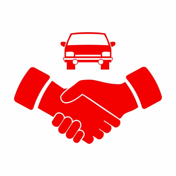 Uścisk dłoni i samochód ikona — Wektor stockowy