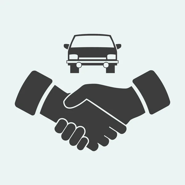 Ikona handshake a auto — Stockový vektor