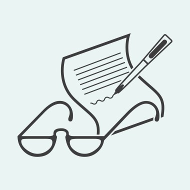 Belge ve gözlük basit simgesi