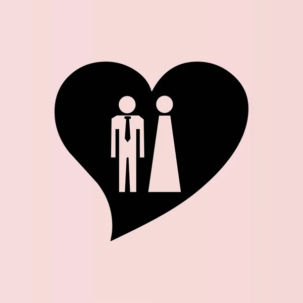 Hjärta med man och kvinna-ikonen — Stock vektor