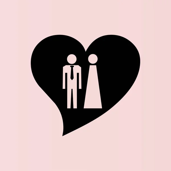 Hart met man en vrouw pictogram — Stockvector