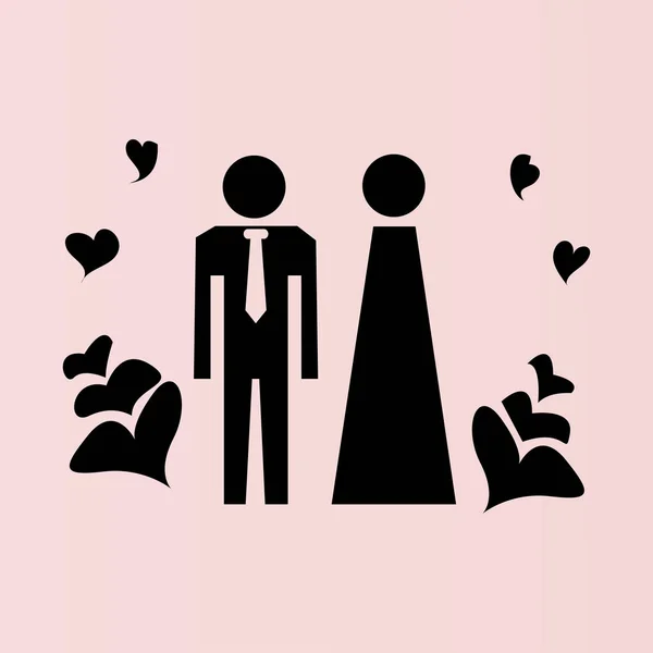 Pictogram met man en vrouw en harten — Stockvector