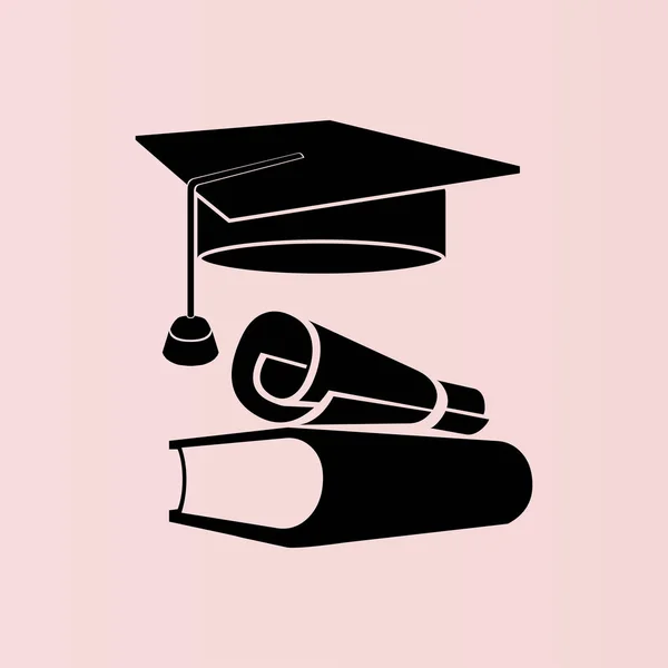 Chapéu de estudante e ícone do livro —  Vetores de Stock