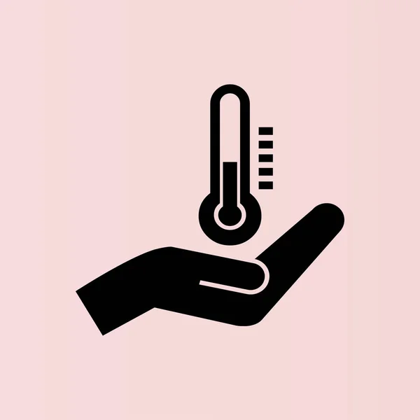 Thermometer in pictogram van een hand — Stockvector