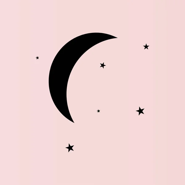 Lune & étoiles icône plate — Image vectorielle