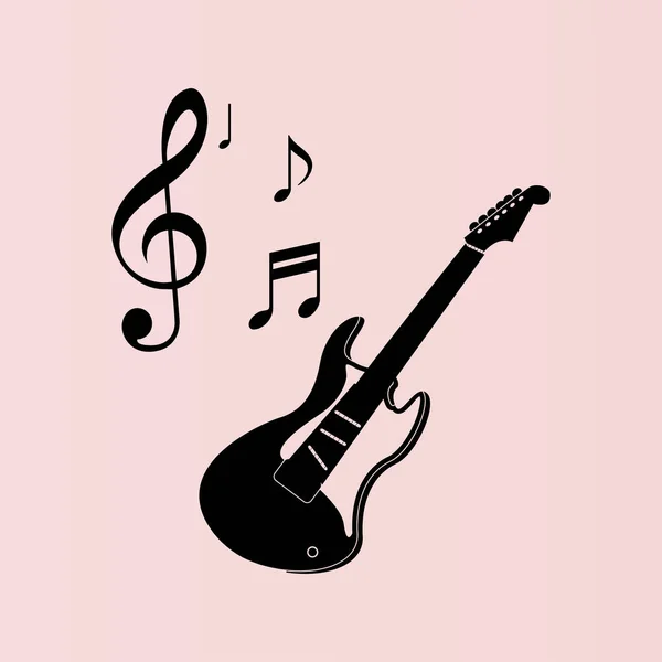 Guitare avec icône de notes — Image vectorielle